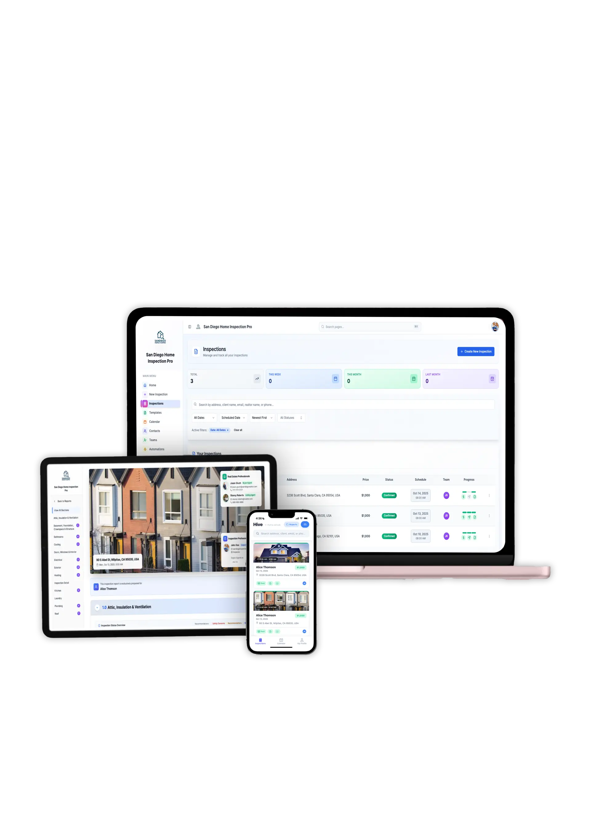 Hive inspection report on multiple devices